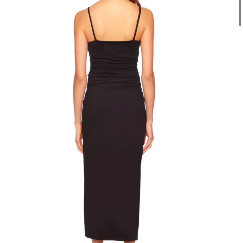 NWT Susana Monaco Cami Strap Ruched Slit Maxi Dress in Onyx - Picture 2 of 8